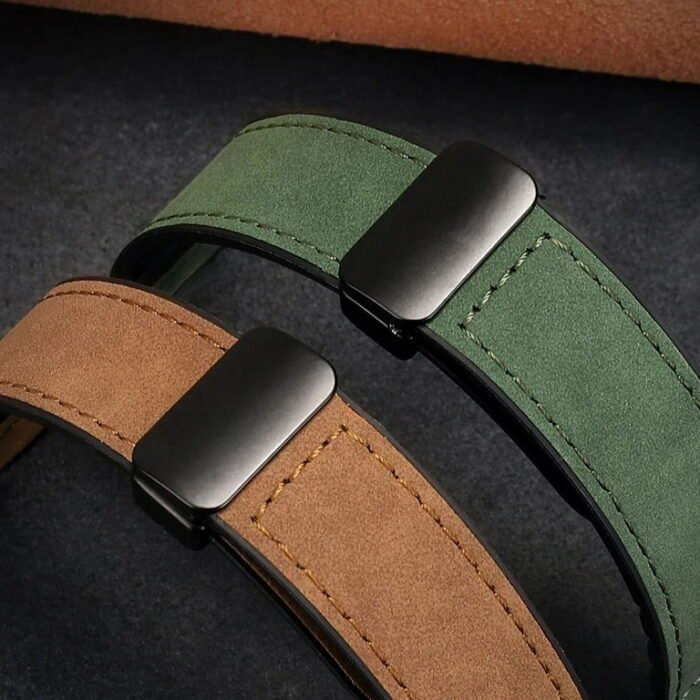 Bracelet Cuir + Silicone Fermeture Magnétique - Vert – Image 4