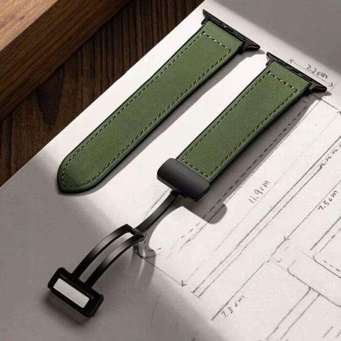 Bracelet Cuir + Silicone Fermeture Magnétique - Vert – Image 1