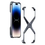Coque de luxe en aluminium sans cadre en forme de X - Gris