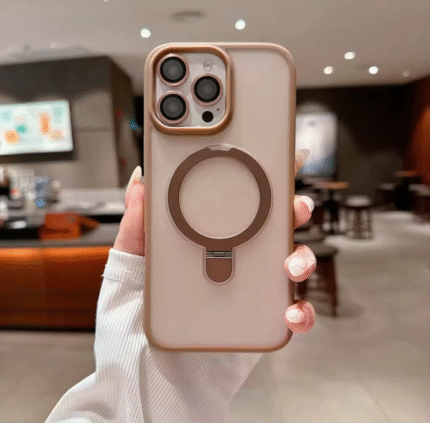Coque en silicone semi-transparente avec lentilles de protection caméra et support MagSafe - Gold