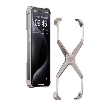 Coque de luxe en aluminium sans cadre en forme de X - Argent