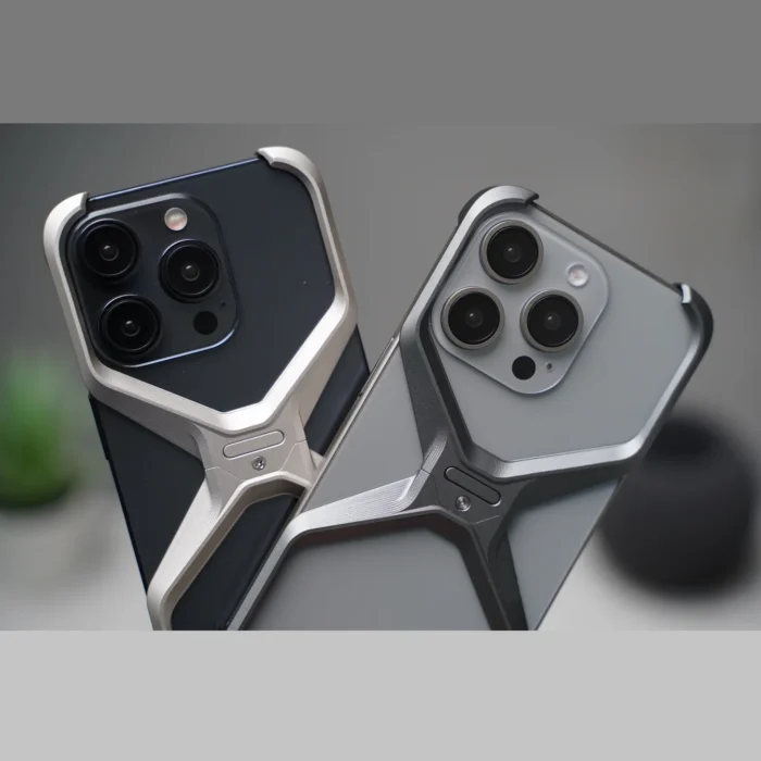 Coque de luxe en aluminium sans cadre en forme de X - Gris – Image 3