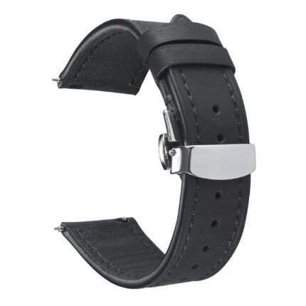 Bracelet Cuir véritable noir - Apple Watch