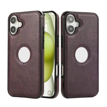 Coque en cuir véritable avec bordure silicone – Purple