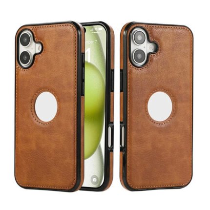 Coque en cuir véritable avec bordure silicone – Gold