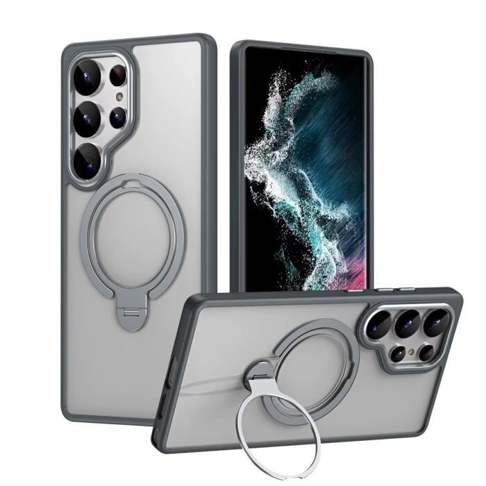 Coque en silicone semi-transparente avec support MagSafe - Gris – Image 1