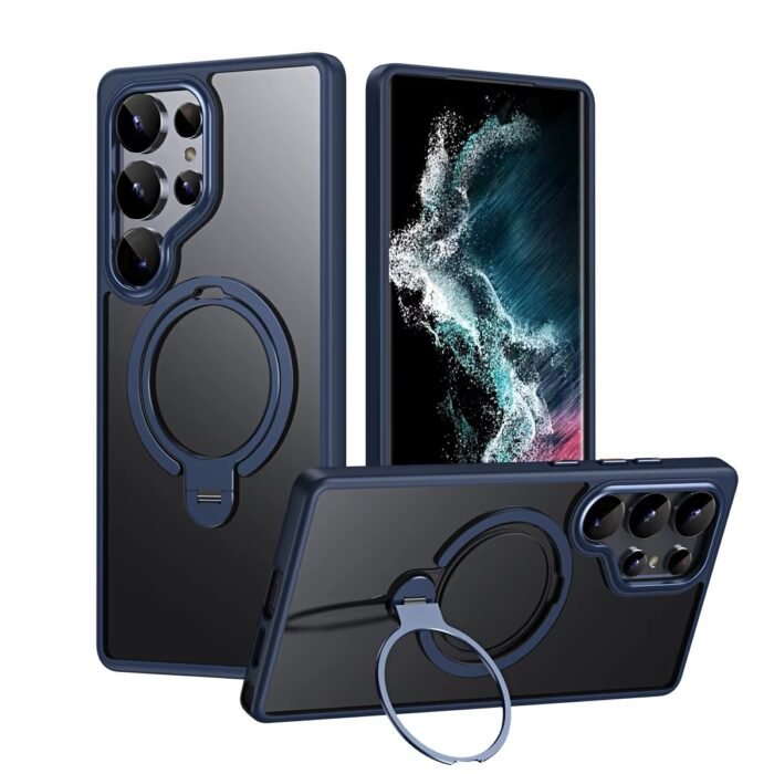 Coque en silicone semi-transparente avec support MagSafe - Bleu – Image 1