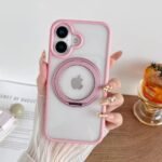 Coque en silicone transparente support MagSafe - Rose