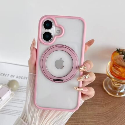 Coque en silicone transparente support MagSafe - Rose