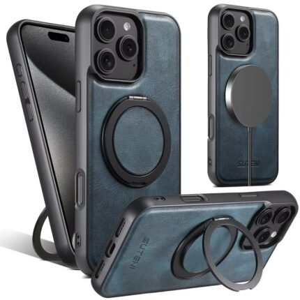 Coque en cuir avec support MagSafe - Bleu